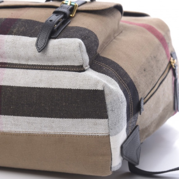 BURBERRY Canvas Mega Check Brookdale Backpack Black main image 6
